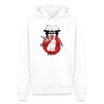 Grandes Pyrénées Japon Style Kanji pour les amoureux des chiens - Sweat à capuche Premium bio Homme - blanc - Devant - Nico (187cm)
