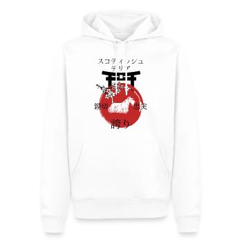 Terrier écossais Japon Kanji Style - Sweat à capuche Premium bio Homme - blanc - Devant - Nico (187cm)