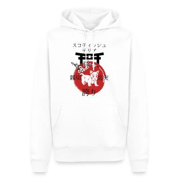 Terrier écossais Japon Kanji Style - Sweat à capuche Premium bio Homme - blanc - Devant - Nico (187cm)