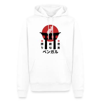Bengal Cat Japan Kanji Style pour les amoureux des chats - Sweat à capuche Premium bio Homme - blanc - Devant - Nico (187cm)
