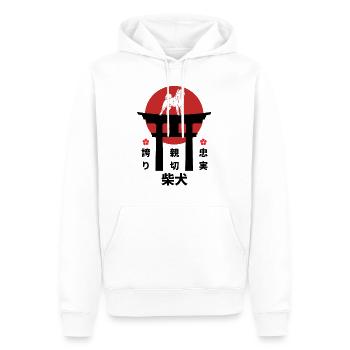 Shiba Inu Japon Kanji Style pour les amoureux des chiens - Sweat à capuche Premium bio Homme - blanc - Devant - Nico (187cm)