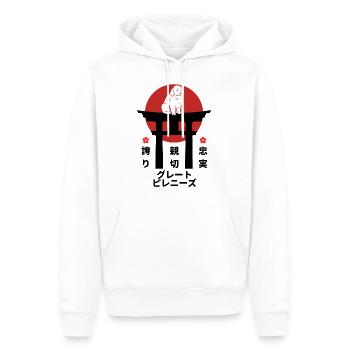 Great Pyrenees Japan Kanji Style pour les amoureux des chiens - Sweat à capuche Premium bio Homme - blanc - Devant - Nico (187cm)