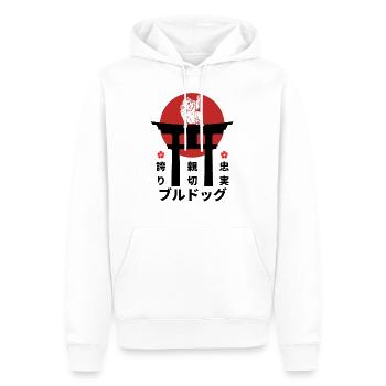 Bulldogge Japan Kanji Stil Hundeliebhaber - Männer Premium Bio Hoodie - Weiß - Vorne - Nico (187cm)