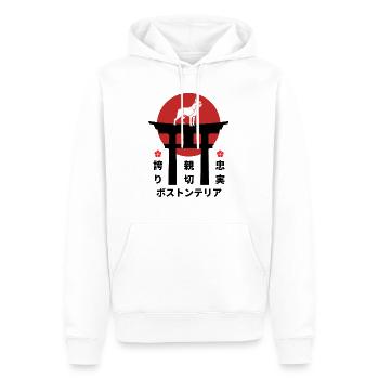 Boston Terrier Japan Kanji Style pour les amoureux des chiens - Sweat à capuche Premium bio Homme - blanc - Devant - Nico (187cm)