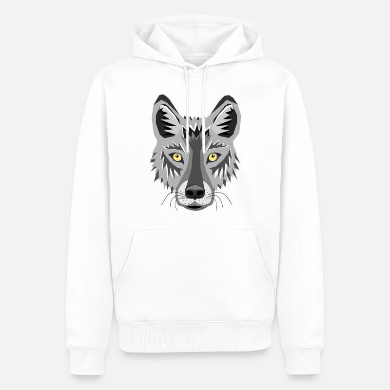 Wolfskopf - Comicstil. - Männer Premium Bio Hoodie - Weiß