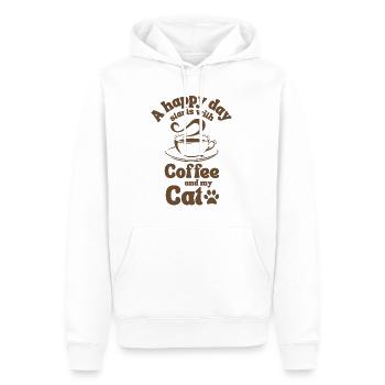 Amateur de chat de café - Sweat à capuche Premium bio Homme - blanc - Devant - Nico (187cm)