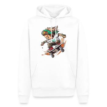 Patiner ou mourir - Sweat à capuche Premium bio Homme - blanc - Devant - Nico (187cm)