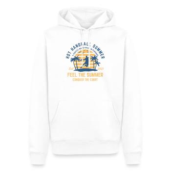 Handball l’été sur la plage sous les palmiers - Sweat à capuche Premium bio Homme - blanc - Devant - Nico (187cm)