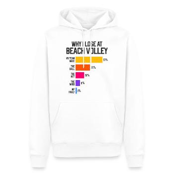 Warum ich beim Beachvolleyball verliere Lustig - Männer Premium Bio Hoodie - Weiß - Vorne - Nico (187cm)