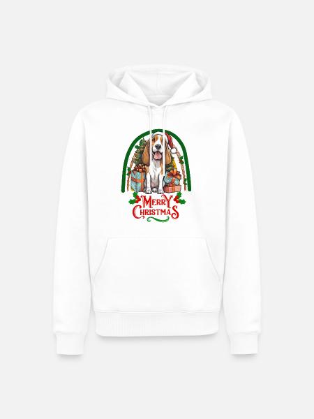 Basset Hound Christmas - Men’s Premium Organic Hoodie - white