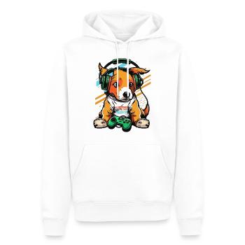Gamers Hund - Männer Premium Bio Hoodie - Weiß - Vorne - Nico (187cm)