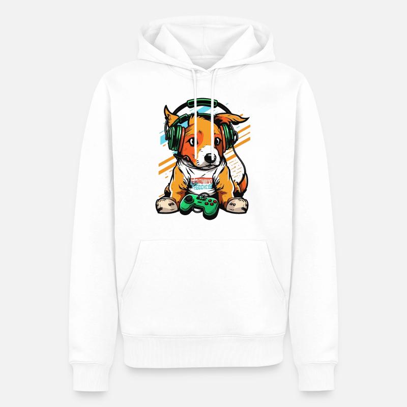 Chiot de jeu - Sweat à capuche Premium bio Homme - blanc