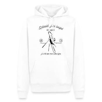 Désole, j'ai loupé ton appel... - Sweat à capuche Premium bio Homme - blanc - Devant - Nico (187cm)
