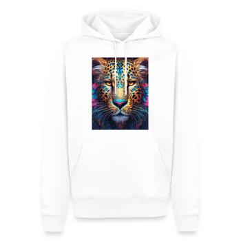 Leopard in Nahaufnahme - leuchtende und fantastische Farben - Männer Premium Bio Hoodie - Weiß - Vorne - Nico (187cm)