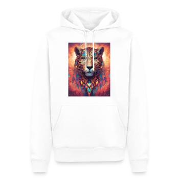 Leopard in Nahaufnahme - leuchtende und fantastische Farben - Männer Premium Bio Hoodie - Weiß - Vorne - Nico (187cm)