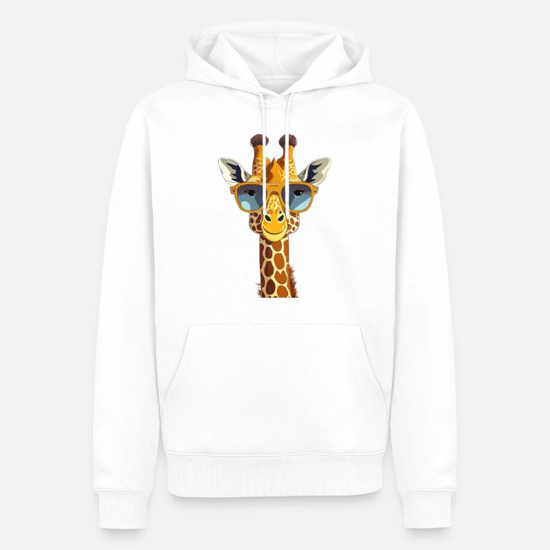 Giraffe mit Sonnenbrille - Männer Premium Bio Hoodie - Weiß