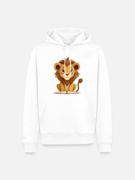 Leone carino - Felpa con cappuccio ecologica premium da uomo - bianco