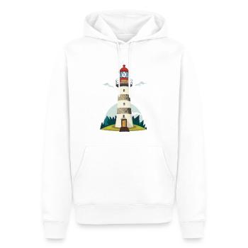 Lighthouse - Men’s Premium Organic Hoodie - white - Front - Nico (187cm)