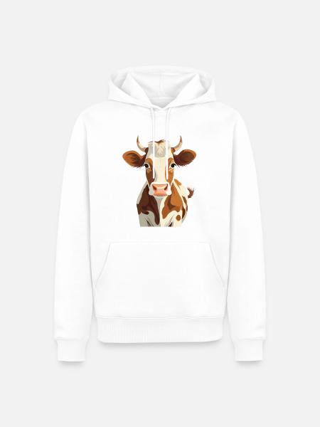 Cow - Men’s Premium Organic Hoodie - white