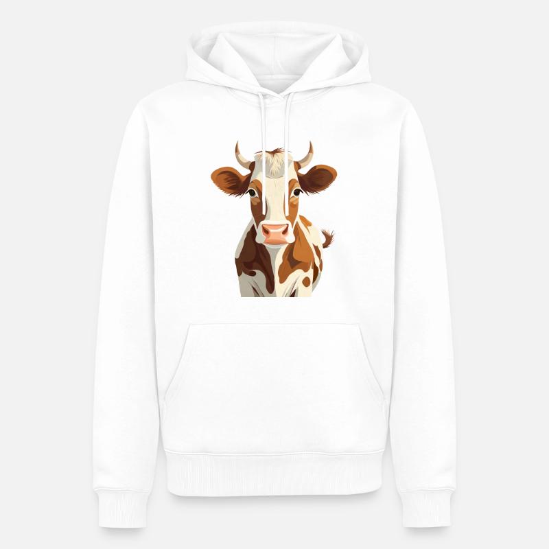 Kuh - Männer Premium Bio Hoodie - Weiß