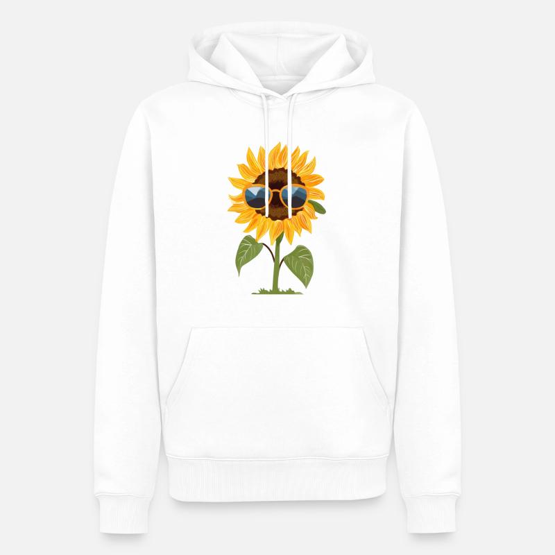 Sonnenblume mit Sonnenbrille - Männer Premium Bio Hoodie - Weiß