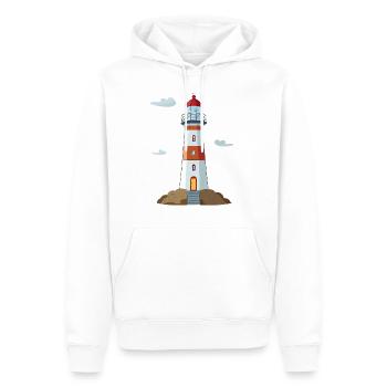 Lighthouse - Men’s Premium Organic Hoodie - white - Front - Nico (187cm)