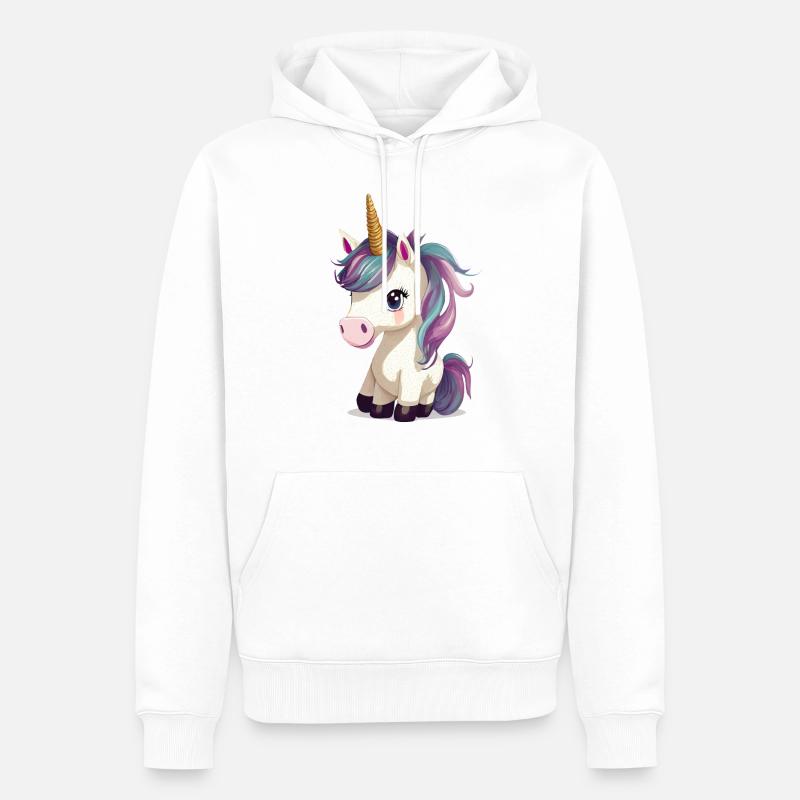 Licorne - Sweat à capuche Premium bio Homme - blanc