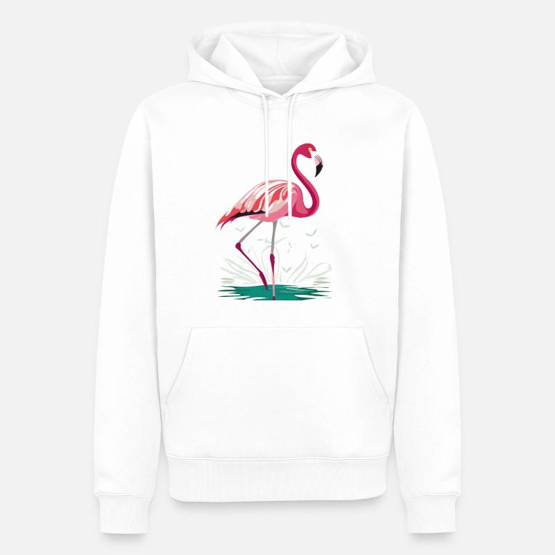 Flamant - Sweat à capuche Premium bio Homme - blanc
