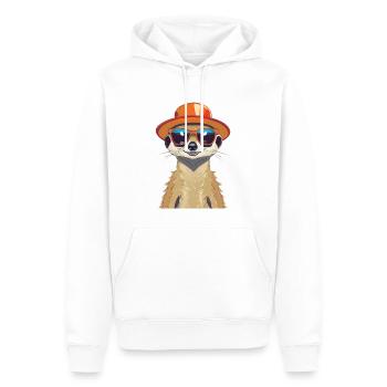 Erdmännchen mit Sonnenbrille und Sonnenhut - Männer Premium Bio Hoodie - Weiß - Vorne - Nico (187cm)