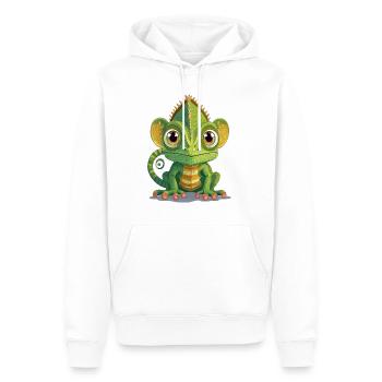 Chameleon - Men’s Premium Organic Hoodie - white - Front - Nico (187cm)