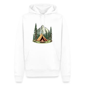 Illustration tent and campfire in nature - Men’s Premium Organic Hoodie - white - Front - Nico (187cm)