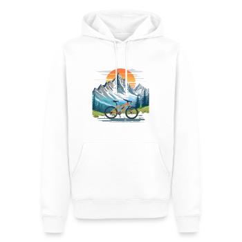 VTT face aux montagnes - Sweat à capuche Premium bio Homme - blanc - Devant - Nico (187cm)