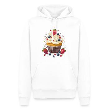 Cupcake or muffin with cream and berries - Men’s Premium Organic Hoodie - white - Front - Nico (187cm)