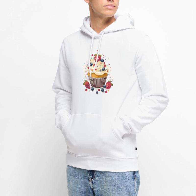 Cupcake oder Muffin mit Creme und Beeren Männer Premium Bio Hoodie