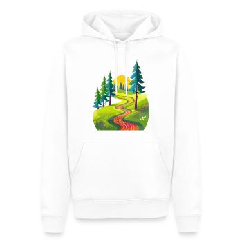 Wanderweg der sich über eine Wiese schlängelt - Männer Premium Bio Hoodie - Weiß - Vorne - Nico (187cm)