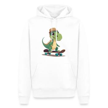 Niedlicher Dinosaurier, der Skateboard fährt - Männer Premium Bio Hoodie - Weiß - Vorne - Nico (187cm)