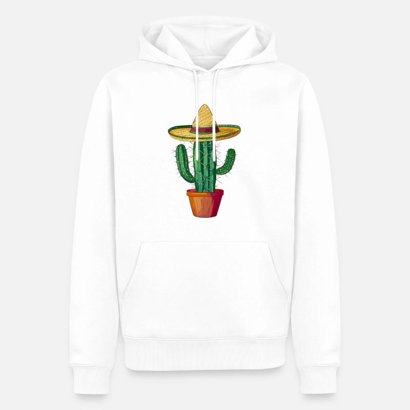 Cactus avec sombrero - Sweat à capuche Premium bio Homme - blanc