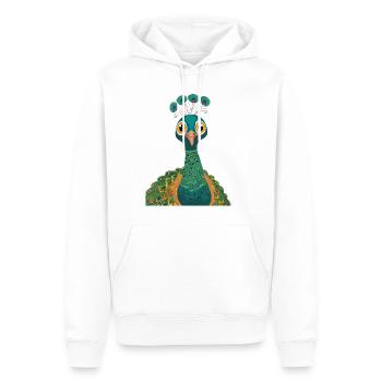Peacock - Men’s Premium Organic Hoodie - white - Front - Nico (187cm)