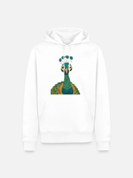 Peacock - Men’s Premium Organic Hoodie - white