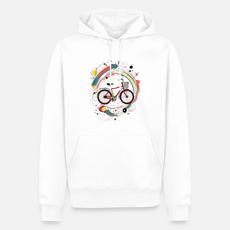 Bicycle illustration with abstract elements - Men’s Premium Organic Hoodie - white