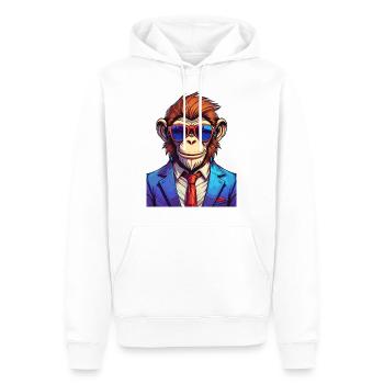 Affe mit Anzug und Sonnenbrille - Männer Premium Bio Hoodie - Weiß - Vorne - Nico (187cm)