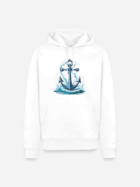 Anchor - Men’s Premium Organic Hoodie - white