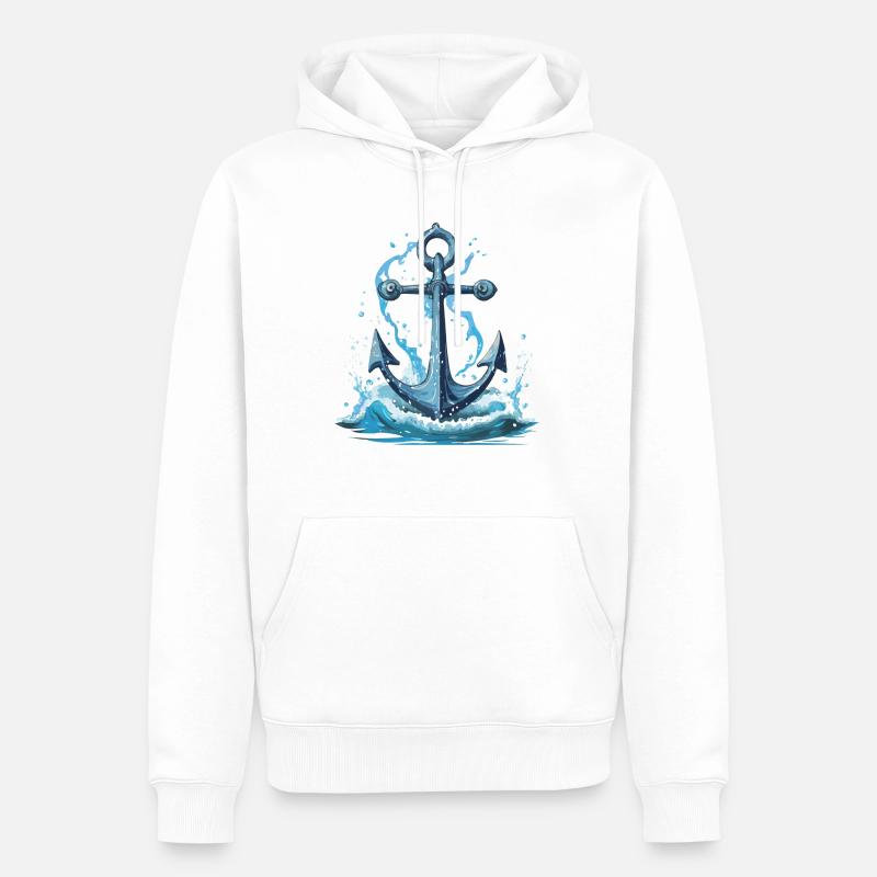 Ancre - Sweat à capuche Premium bio Homme - blanc