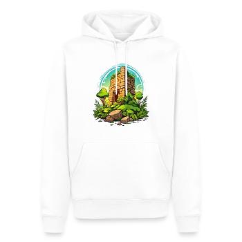Auf ins Abenteuer – Ruine mit wilder Natur - Männer Premium Bio Hoodie - Weiß - Vorne - Nico (187cm)