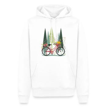 Fahrrad mit Blumen in der Natur auf einer Radtour - Männer Premium Bio Hoodie - Weiß - Vorne - Nico (187cm)