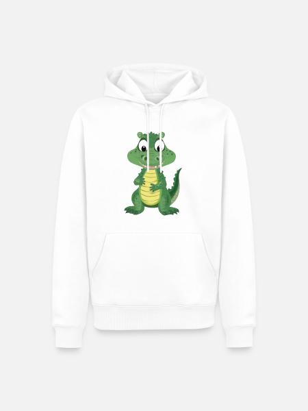 Crocodile mignon - Sweat Ă capuche Premium bio Homme - blanc