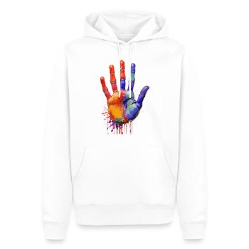main peinte - Sweat à capuche Premium bio Homme - blanc - Devant - Nico (187cm)