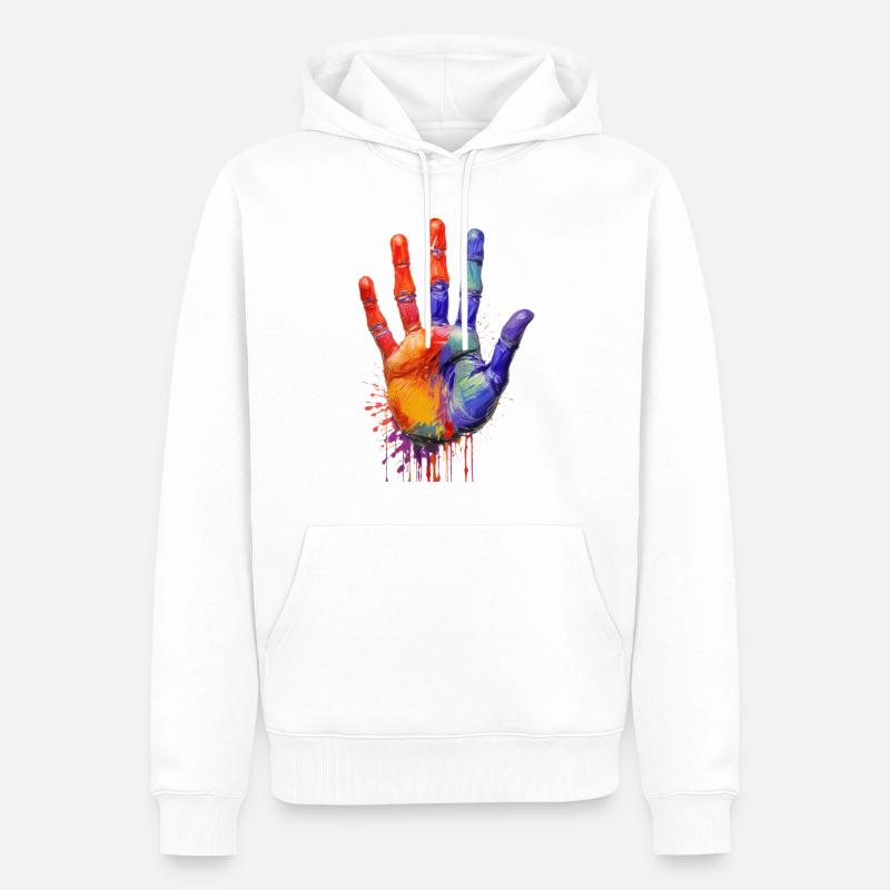 main peinte - Sweat à capuche Premium bio Homme - blanc