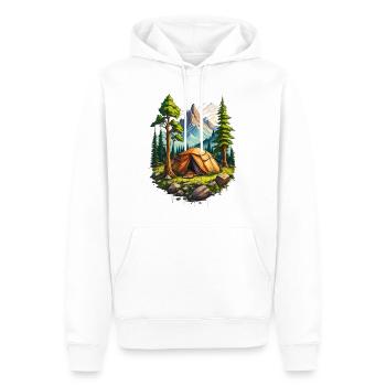 Camping sauvage dans la nature - Sweat à capuche Premium bio Homme - blanc - Devant - Nico (187cm)