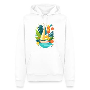 Crazy summer illustration with yacht - Men’s Premium Organic Hoodie - white - Front - Nico (187cm)